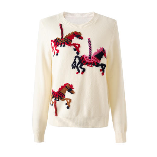 12针密织旋转小马钩花纯羊毛针织毛衣WLZD2601108 商品图4