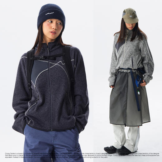 CryingCenter秋冬户外阳离子粗针抓绒分割夹克外套开衫抗起球中性 商品图0