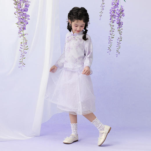 笛莎Deesha 童装女童套装2026年春季新款大童女孩儿童洋气国风两件套套装裙 商品图2
