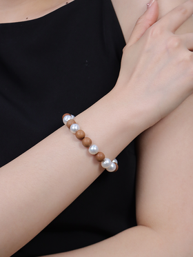 【挚友限定】白蝶珍珠檀木手串 近圆形9-10mm（封板福利 无质量问题不接受7天无理由）