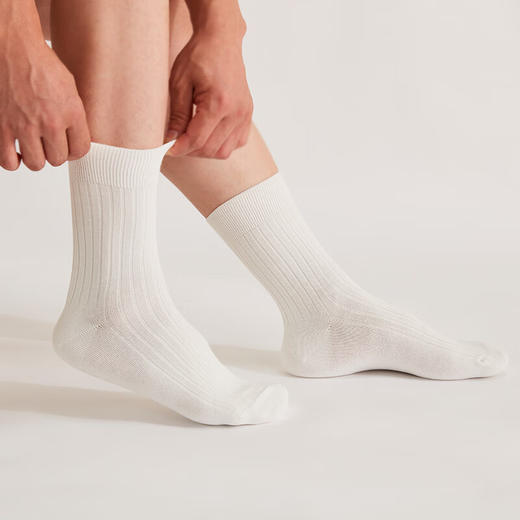 NITORI宜得利家居 百搭透气吸汗简约纯色菱格袜子男士中筒袜纯色船袜 商品图4