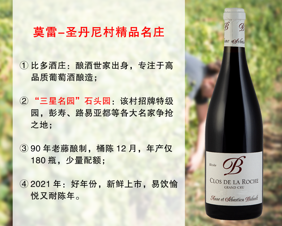 【尾货特销，最后3瓶】勃艮第超高性价比精品名庄：比多酒庄石头特级园干红（2021年）
