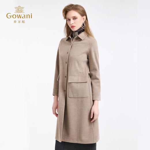 乔万尼宽松H型羊毛呢大贴袋单排扣直筒中长款大衣ED4A746 商品图1