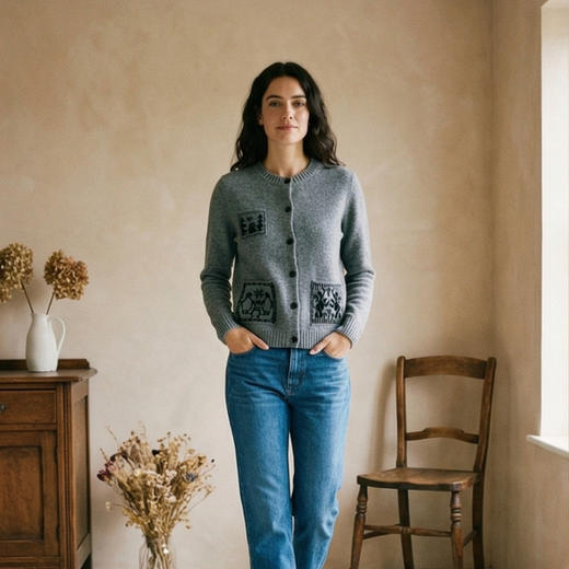 KINGDEER/KD休闲风提花不起球时尚羊绒衫L805588复古奶奶风鹿王 红色 商品图5