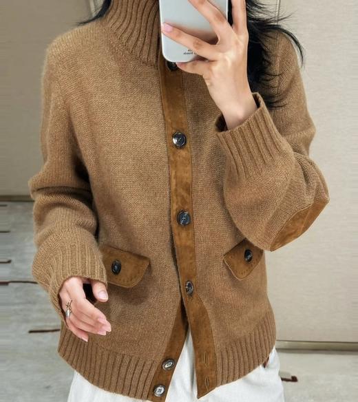 重磅渠道  LP拼皮羊绒外套  花纱针织外套  细节满满 商品图2