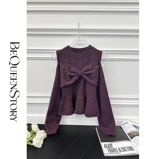 【孤品样衣，不退不换】【心愿圣诞】轻奢时尚挺括有型手工缝钻女生秋冬款圆领毛衣 商品图3