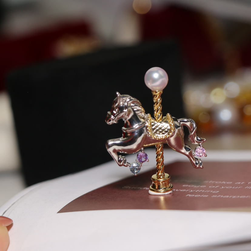 氛围感治愈系 马年胸针akoya海水珠6-7mm 圣诞雪人淡水胸针&幸运鹿角胸针&中国风珍珠小红绳