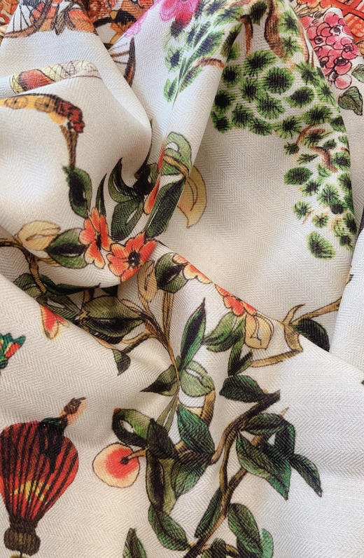 120-7 渠道货 独家一手 小禾 新年系列 马上封侯 真丝羊绒 140*140 大方巾 商品图13