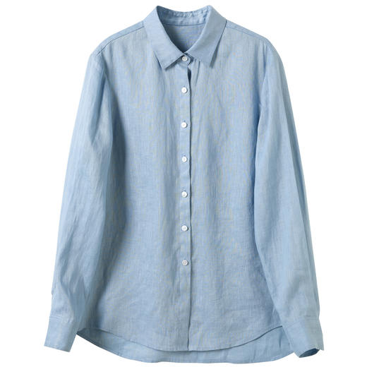 【宋轶同款】[100亚麻]三彩2026春季新款纯色衬衫长袖翻领宽松衬衣极简风Z 商品图4