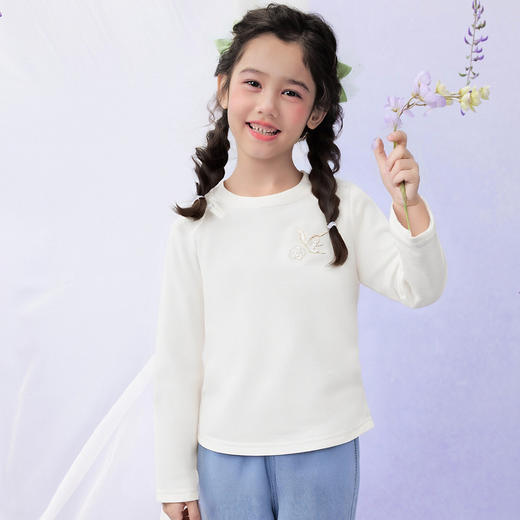 笛莎Deesha 童装女童长袖T恤2026年春季新款中童女孩儿童洋气国风圆领T恤 商品图4