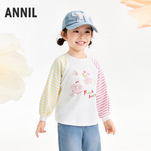 【实体店同款】女童圆领长袖上衣春季新款安奈儿童装XG611047 商品图1