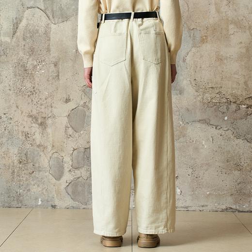 Famecoco范可儿工装风高腰弯刀裤宽松休闲加厚洗水棉香蕉裤FAD8GA128 商品图4