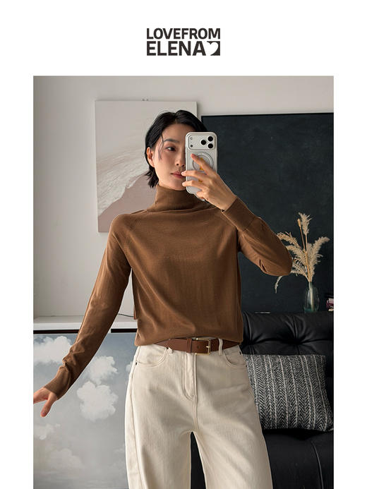 「工厂团购」100%羊毛 宽松纯色高领打底衫 商品图4