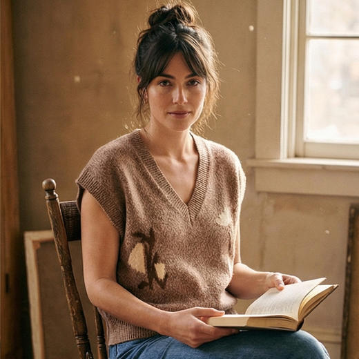 KINGDEER/KD秋季上新女式花纱羊绒马甲L805694复古奶奶风鹿王 商品图7