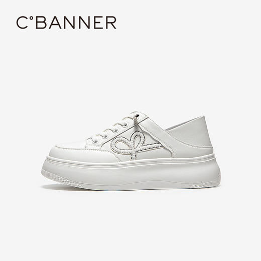 【上新】千百度厚底增高板鞋女2026春季新款时尚休闲鞋透气小白鞋运动鞋A26161123 商品图2