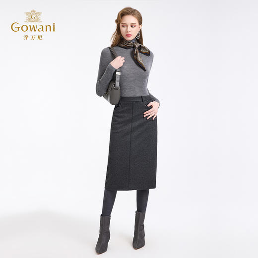 乔万尼优雅通勤气质修身人纹显瘦半身裙ED4D851 商品图3