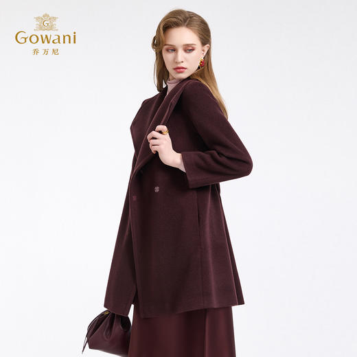 乔万尼冬新品100%绵羊毛不对称立领设计毛呢大衣ED4A770 商品图2