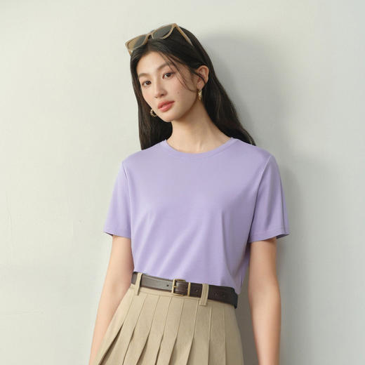 【严选】【满分T】诗凡黎索罗娜百搭圆领T恤2026春季新款多色显瘦内搭短袖7H1400171 商品图3