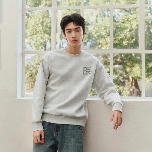 商场同款|森马卫衣男春趣味手绘插画上衣2026新款宽松圆领套头衫 商品图2