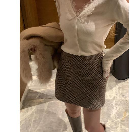 现货【格纹日记】秋冬新羊毛斜裁格纹毛呢半裙 商品图0