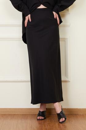 Kai & Kiera 黑色显瘦百搭垂坠直筒半裙 22044