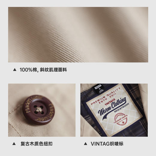 马登卡其色戗驳领单排扣休闲正肩收腰修身小西装短夹克外套女士春 商品图2