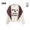 商场同款|森马卫衣女春条纹披肩字母绣花2026新款复古时尚套头衫 商品缩略图0