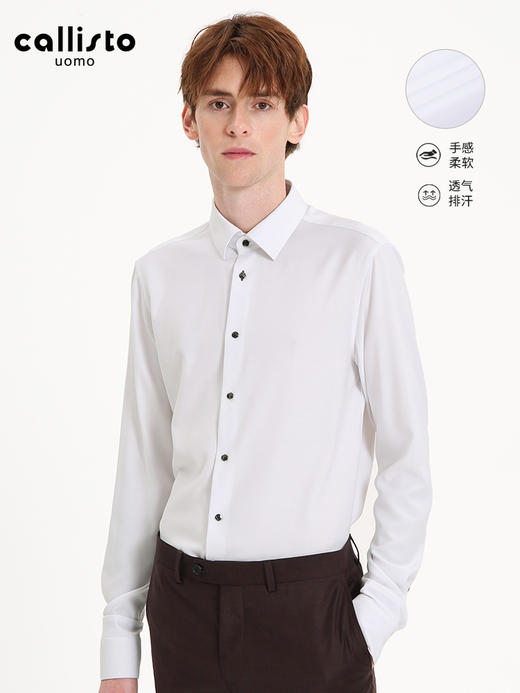 callisto黑色弹力亲肤混纺衬衫 商品图5