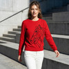 KINGDEER/KD秋冬新款女式长袖羊绒衫 约216g L805679轻运动/花朵/休闲款100%山羊绒鹿王 红色 商品缩略图4