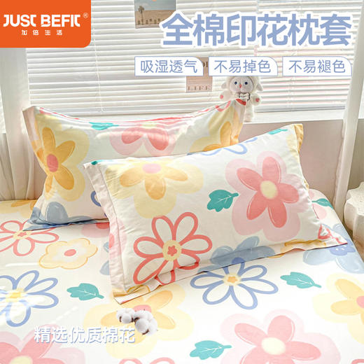 【品牌直发】加倍生活 亲肤舒适全棉纯棉印花枕套一对装 多色可选枕套 商品图0