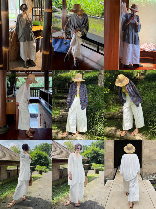 hidemi副线小h 百搭阔腿裤九分裤休闲裤长裤 商品图1