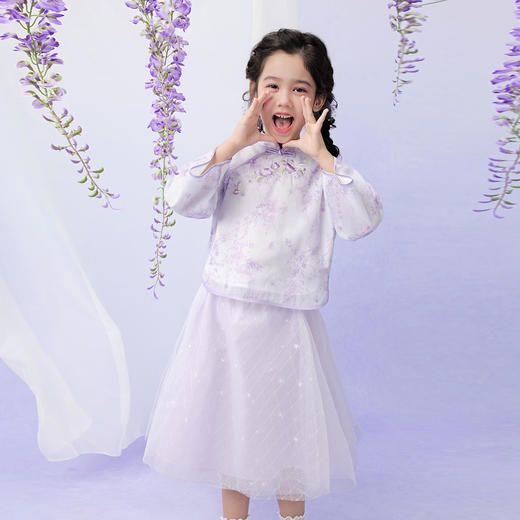 笛莎Deesha 童装女童套装2026年春季新款大童女孩儿童洋气国风两件套套装裙 商品图1