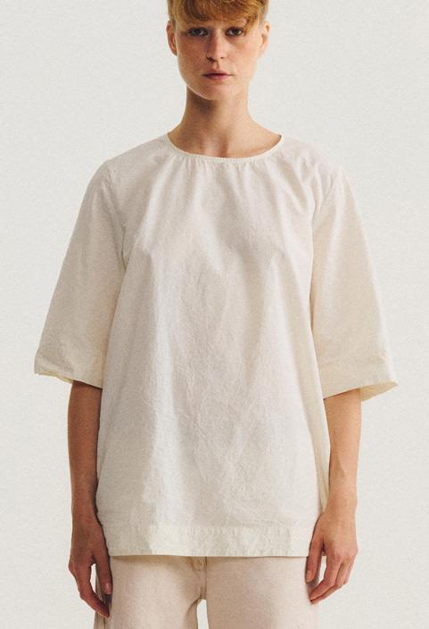 Casey Casey 26SS 米白色轻量纸棉圆领上衣 商品图4