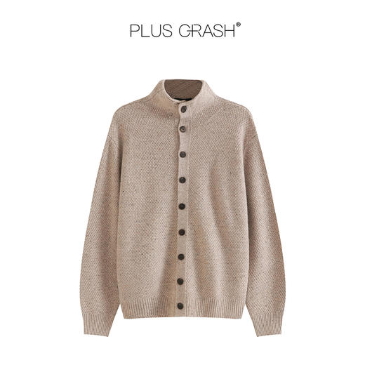 PLUS CRASH男女同款澳洲羊毛点子纱立领毛衣开衫桂花针PC61WS14 商品图4