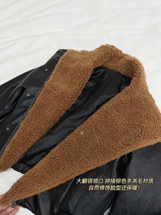 一店k 1oo%绵羊毛！90%鸭绒！一件不一样的羽绒服！又帅又暖的神仙外套！皮质软到炸！马思纯同款 宽松复古机车羊羔毛羽绒外套！ 商品图12