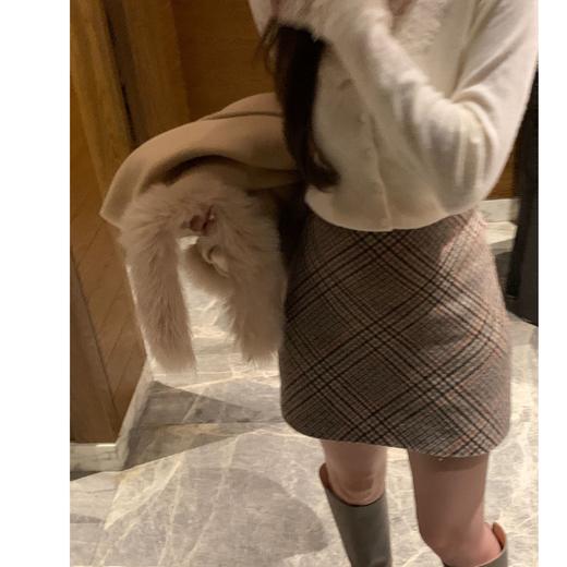 现货【格纹日记】秋冬新羊毛斜裁格纹毛呢半裙 商品图2