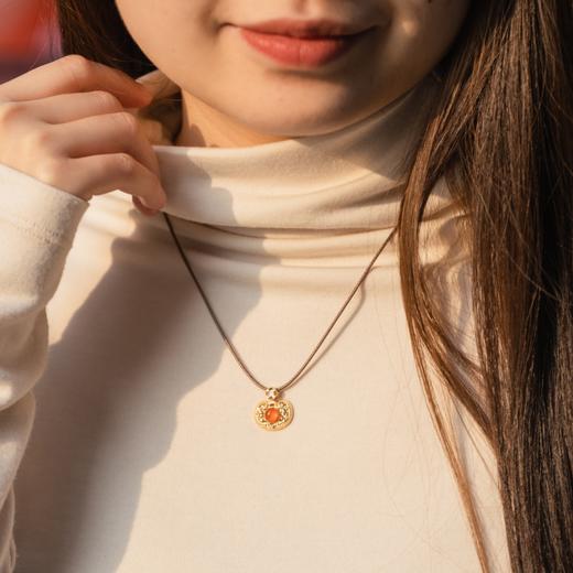 菜菜家南红如意吊坠|云南保山河湾老料冰红，搭配18k金花丝如意+天然钻石 商品图6