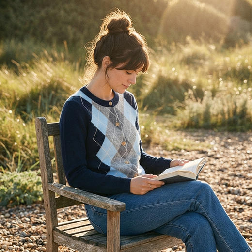 KINGDEER/KD秋冬新款百搭时尚学院风女式羊绒开衫 约280g L805913复古奶奶风/100%山羊绒鹿王 商品图9