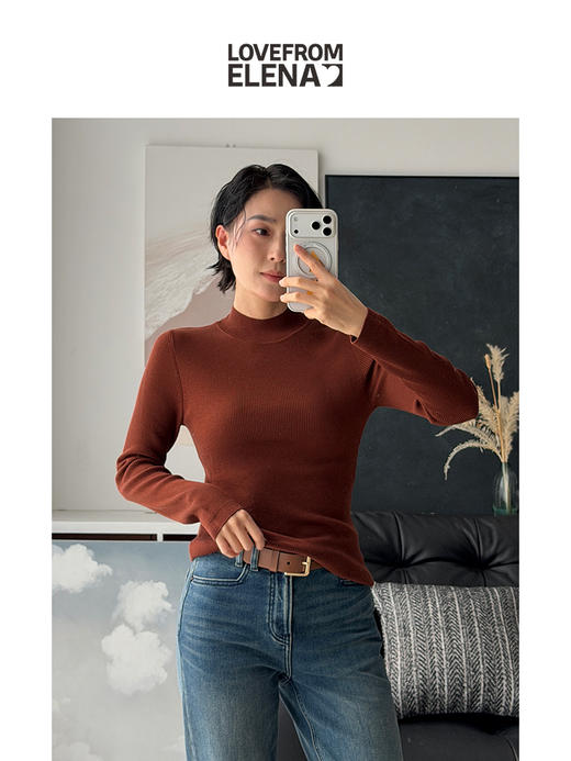 「工厂团购」100%羊毛 气质显瘦半高领打底衫 商品图2