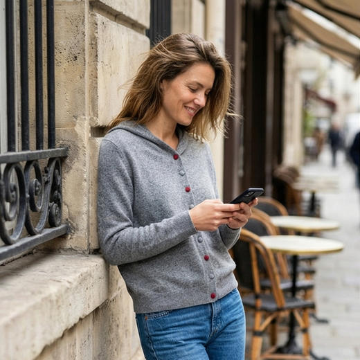 KINGDEER/KD秋冬新款女式休闲羊绒帽衫L805566轻运动/花朵/休闲款鹿王 商品图8