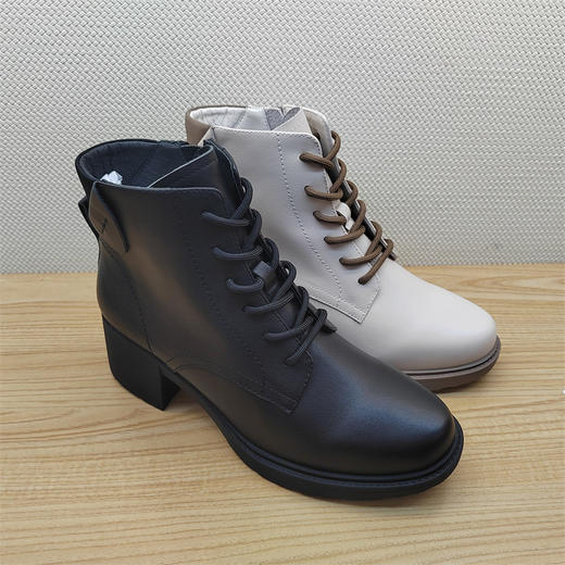 2024豪行秋冬季新款24464688牛皮中跟时尚休闲女单靴短靴 商品图1