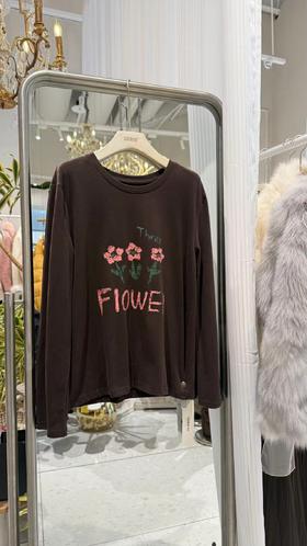 【门店同款】ENJOY冬季“暖冬知性”圆领花朵印花长袖T恤 167103108