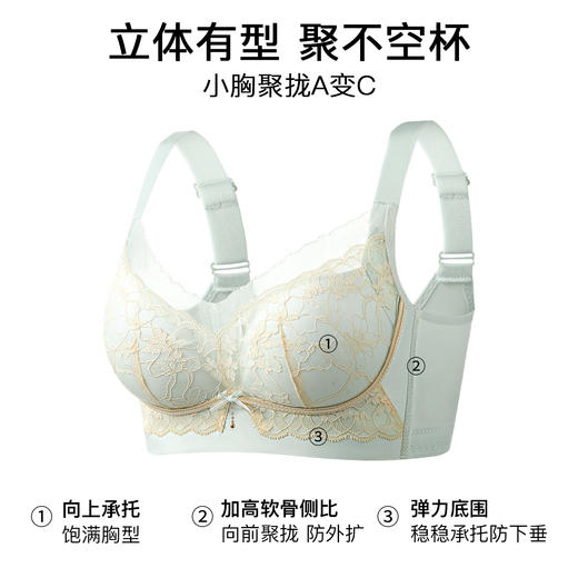 A2-【A-B杯】【小胸显大 聚拢升杯】聚拢防下垂收副乳上托调整型内衣女士文胸   馥郁玫瑰 商品图1
