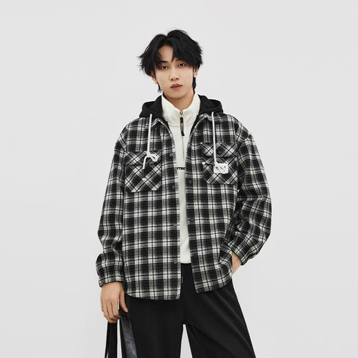 【新品上新】HX 冬季假两件带帽茄克衫C105540004101 商品图2