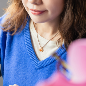 菜菜家南红如意吊坠|云南保山河湾老料冰红，搭配18k金花丝如意+天然钻石