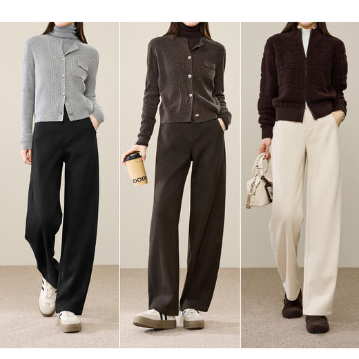 【厚绒-醋酸羊毛-弯刀裤】逸阳冬季新款高腰显瘦加绒休闲阔腿宽松裤子1837 商品图6