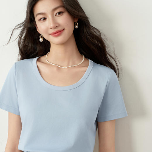 【严选】【满分T】诗凡黎索罗娜百搭U领T恤2026春季新款多色显瘦内搭短袖7H1400791 商品图3