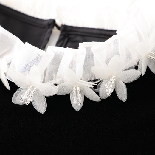 法式浪漫高贵洋气四方立绒衬衫，蕾丝花瓣领上装WLZD2517308 商品图3