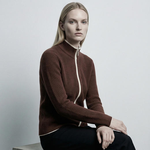 KINGDEER/KD春秋休闲针织半高领拉链开衫羊绒衫L805942经典基本款/气质款鹿王 商品图10