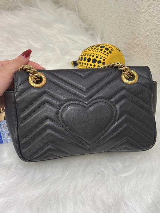 Gucci 马蒙 小号 黑金 牛皮 双g 链条包 商品图1